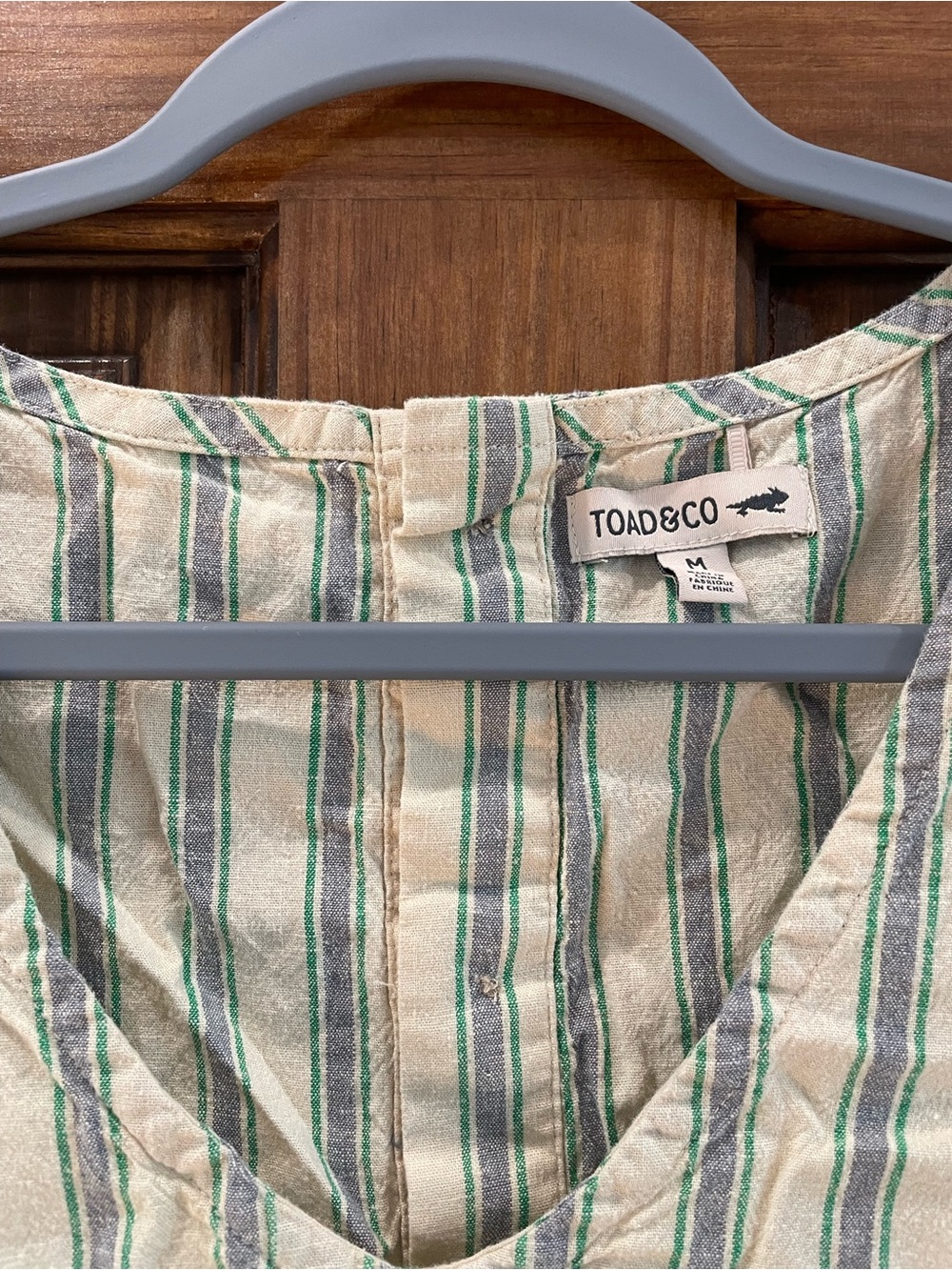 Toad&Co Striped Button-Back Sleeveless Camisole - Cream & Green - Picture 5 of 5